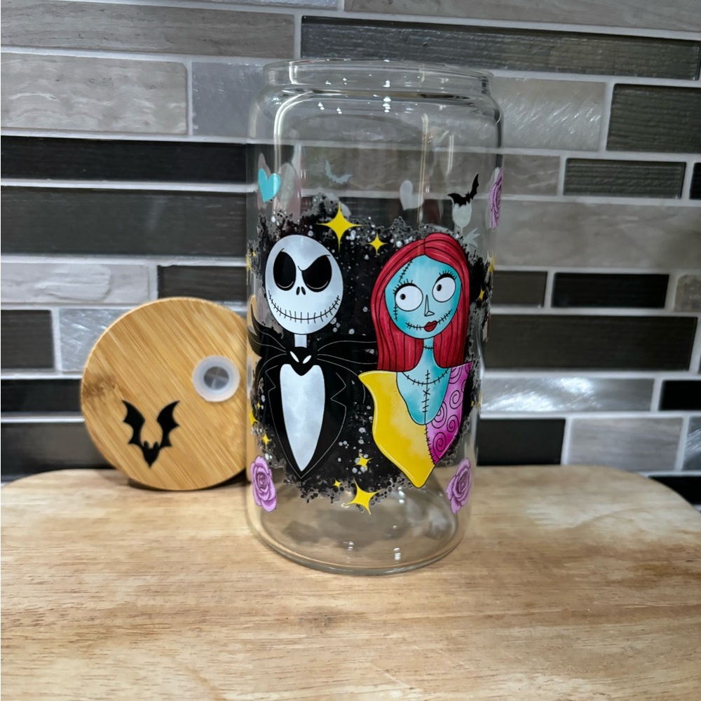 Nightmare Before Christmas Inspired Cup, Jack Sally Beer Can Glass